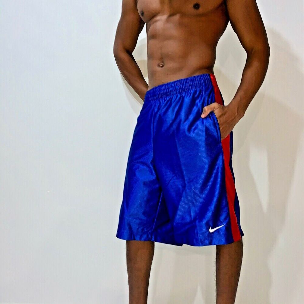 Nike Vintage NWT Rare Dazzle Money Basketball Shorts Blue Red Silky M